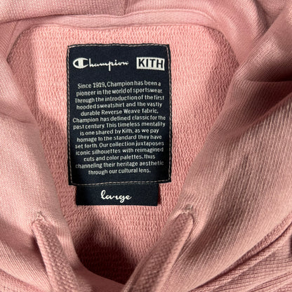 Kith x Champion Pink Logo Hoodie (2018) Size Large USED x14740