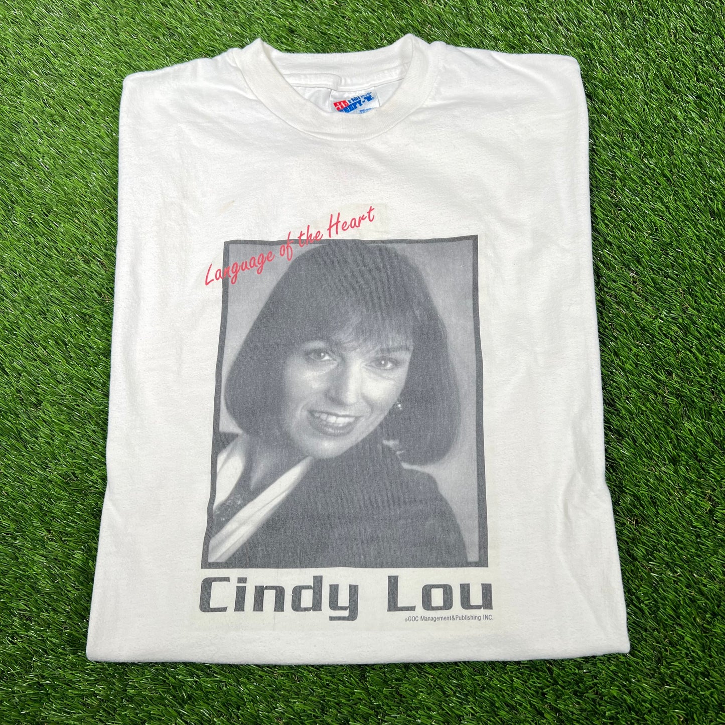 1990s Cindy Lou White Tee Size Large USED v16939