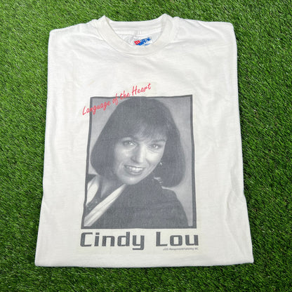 1990s Cindy Lou White Tee Size Large USED v16939