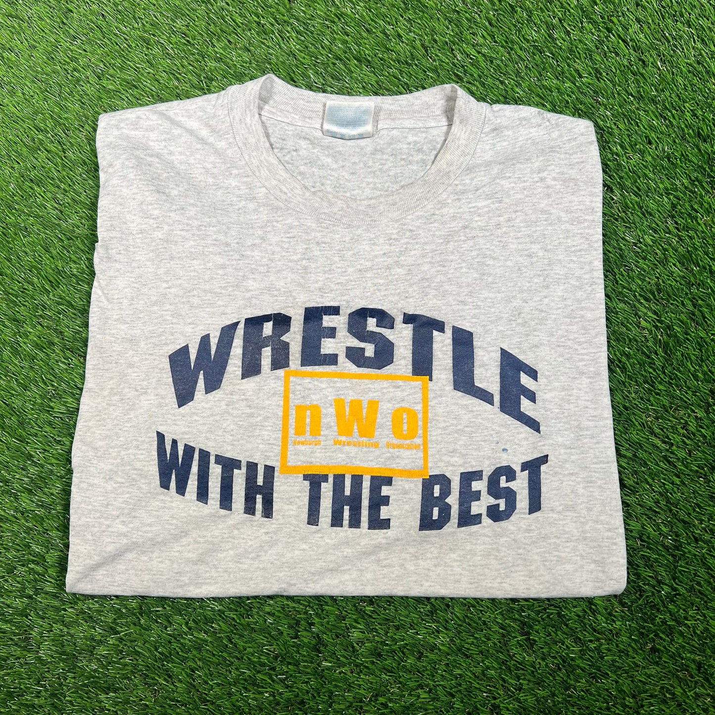 2000s Newburgh Wrestling Organization Grey Tee Size Large USED v17732