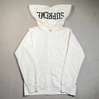 Supreme Split White Zip Up Hoodie Size Medium USED x17627