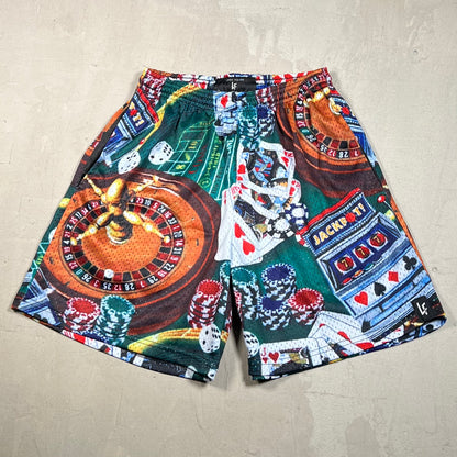 Lost Files Mesh Shorts Casino AOP Size Medium USED v19424
