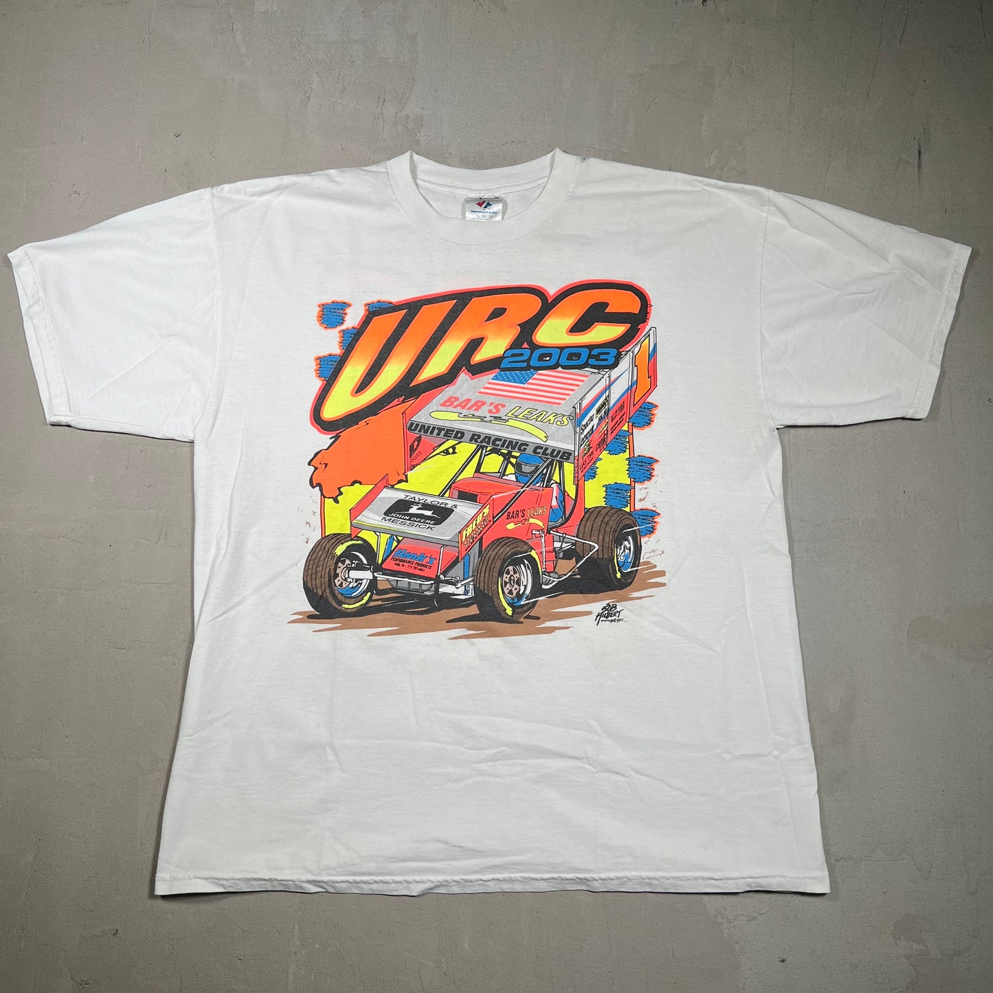 2003 URC White Drag Racing Tee Size XL USED v17343