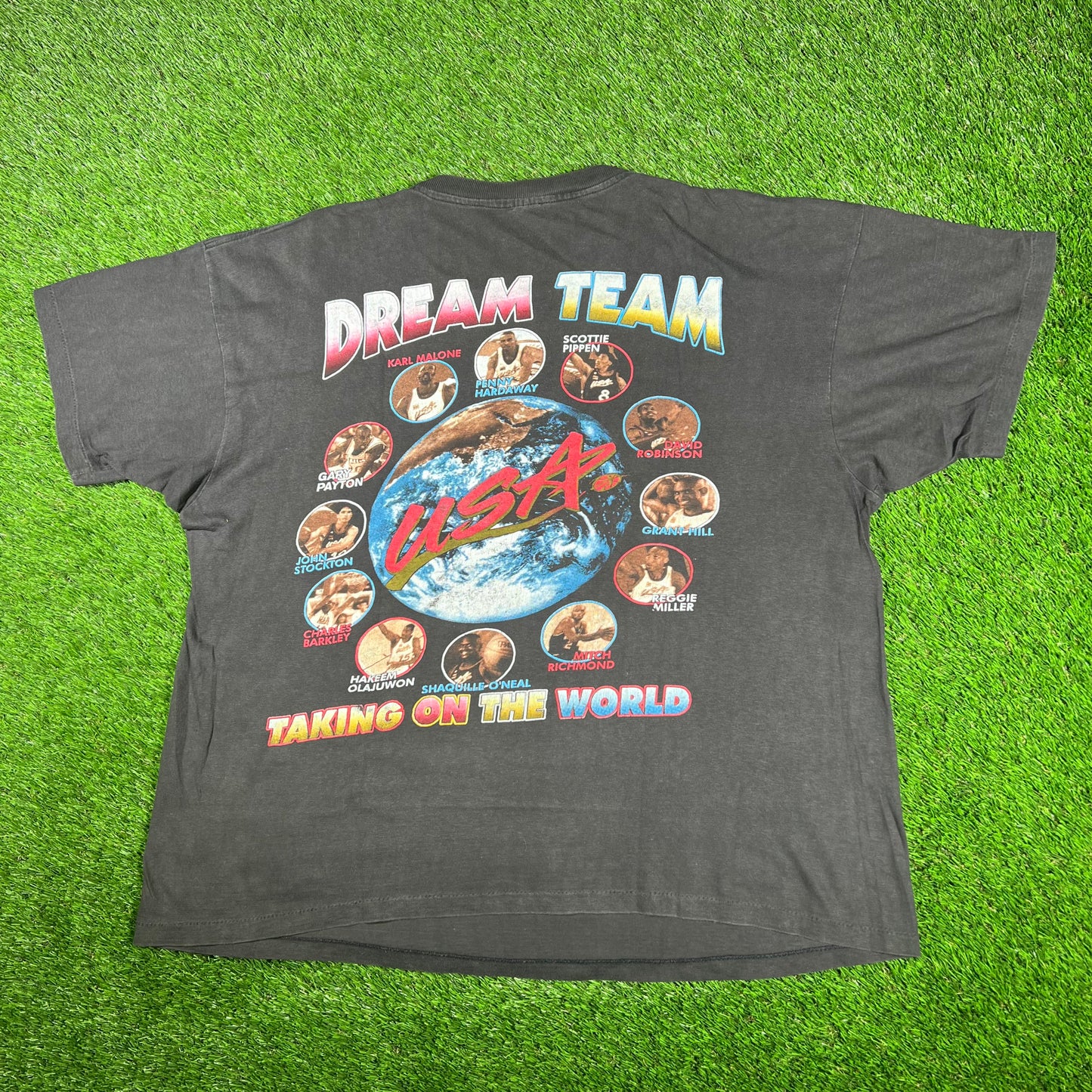 1996 USA Dream Team Basketball Rap Style Black Tee Size XXL USED v17157