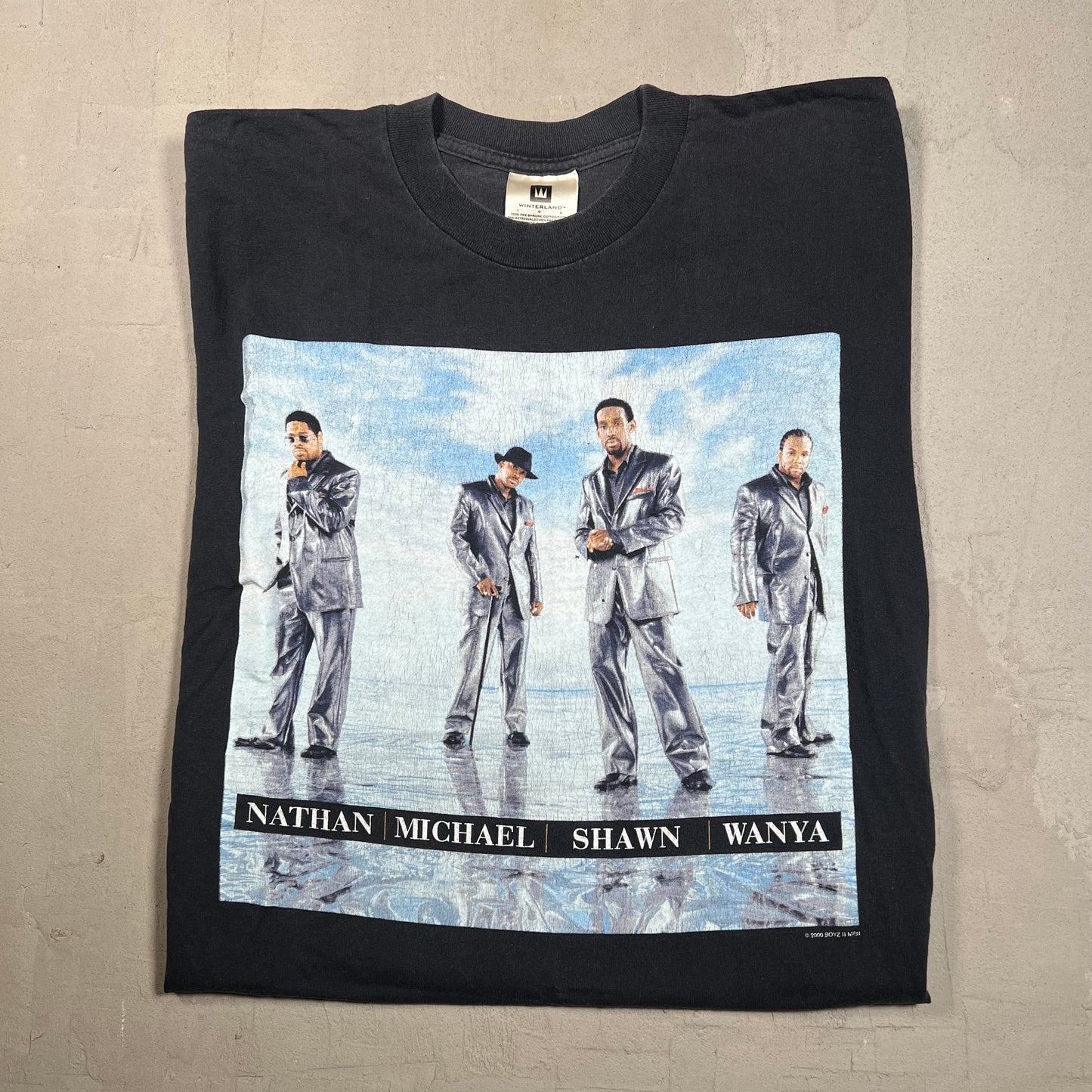 2000 Boys 2 Men Crew Black Tee Size Large USED v18060