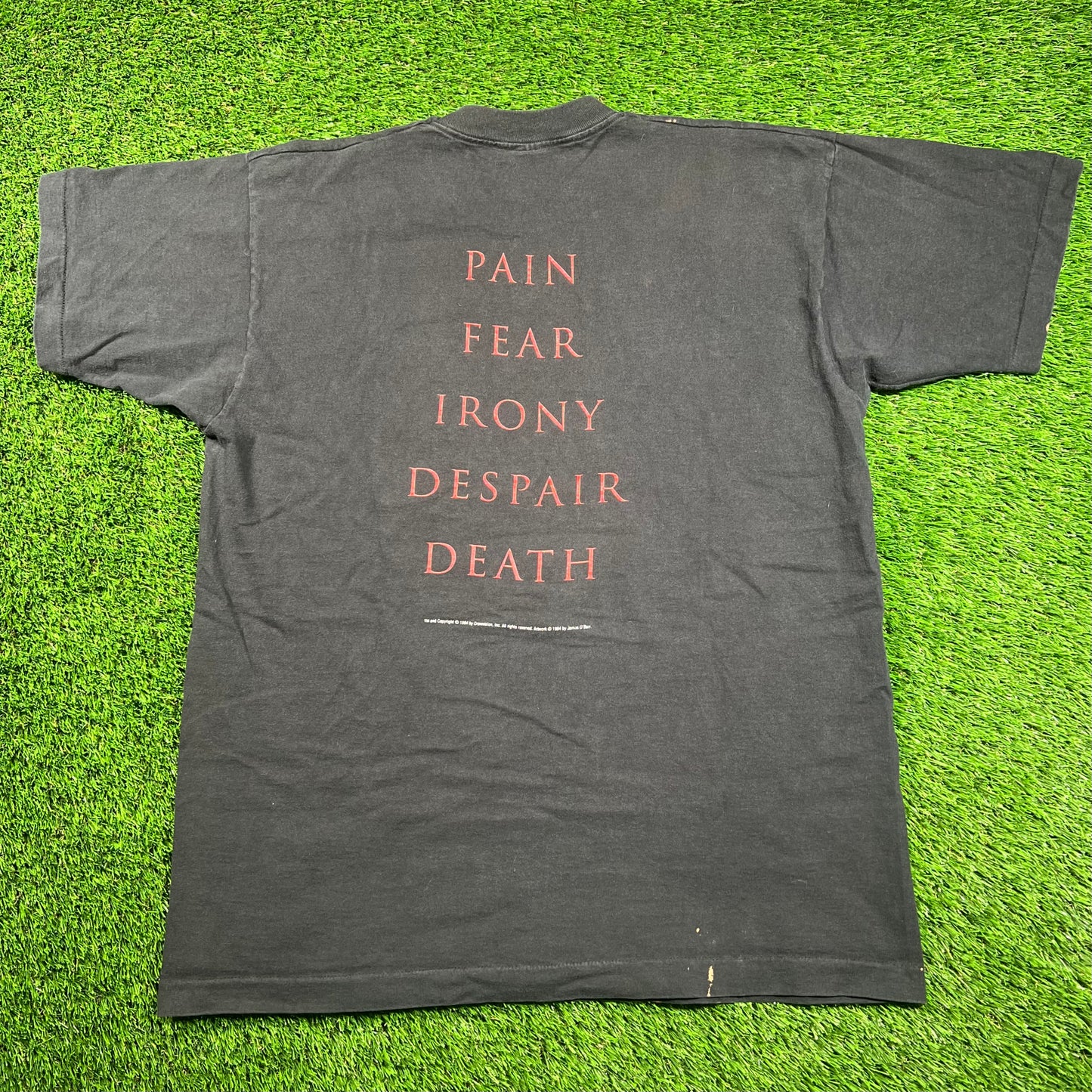 1994 The Crow J Obarr Pain Fear Black Tee Size XL USED v18313