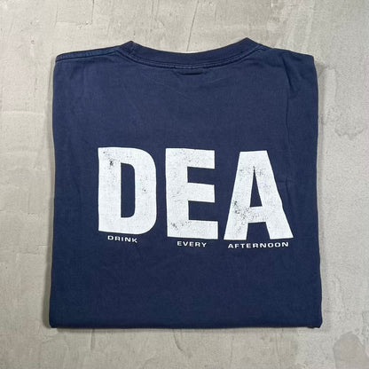Y2K Bahia Cabana DEA Drinking Navy Blue Tee Size Large USED v20443