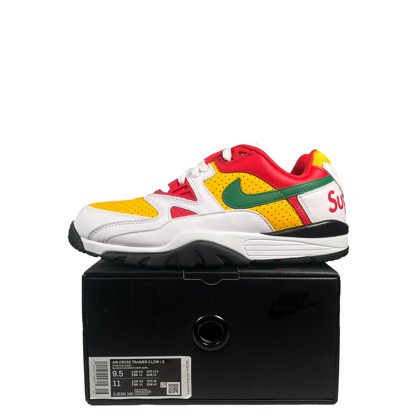 Nike Cross Trainer Low Supreme White Yellow Red (2021) Size 9.5 NEW s20388
