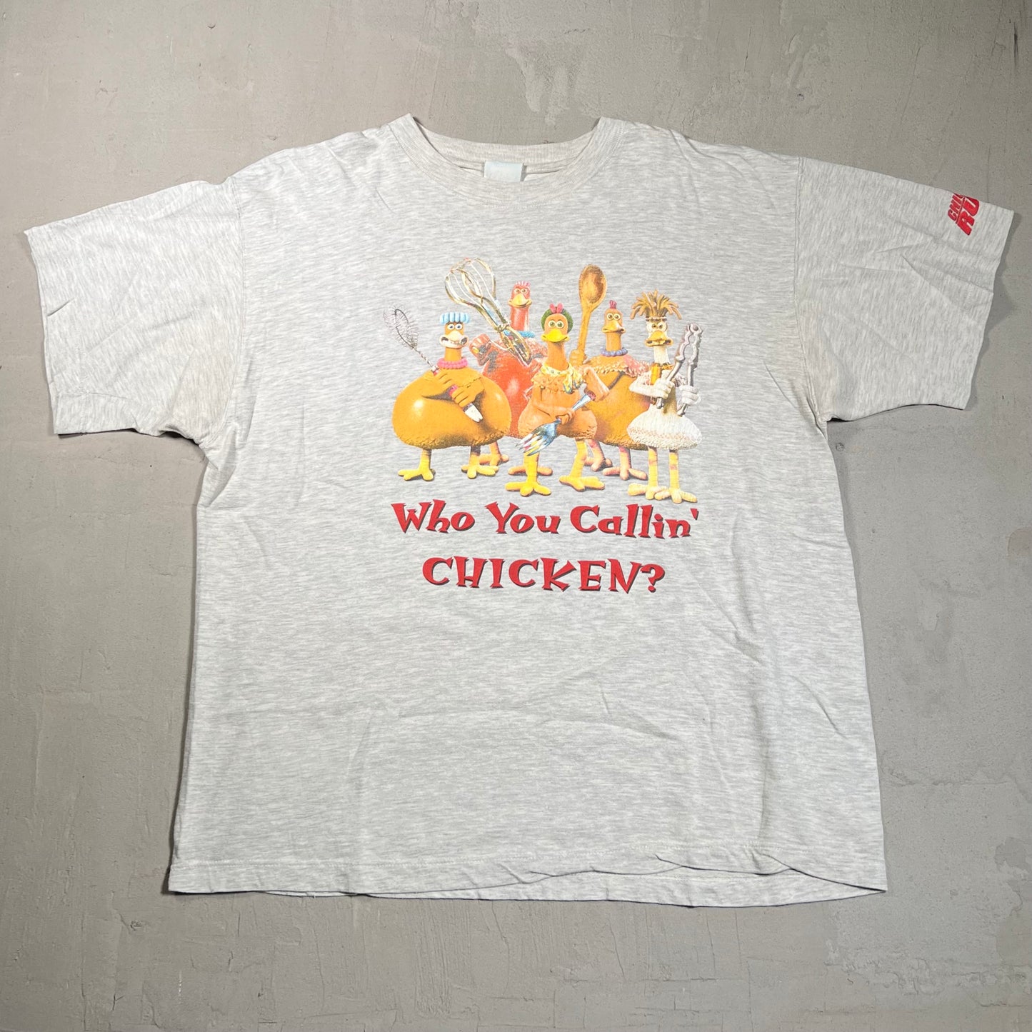 Chicken Run Who You Calling Chicken Tee Grey Size XL USED V13096