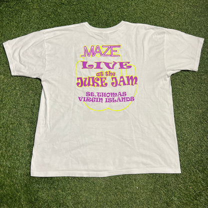Y2K Maze ft. Frankie Beverly White Tee Size XXL USED v16083