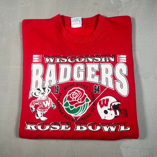 1994 Wisconsin Badgers Rose Bowl Red Crewneck Size Large USED v19127