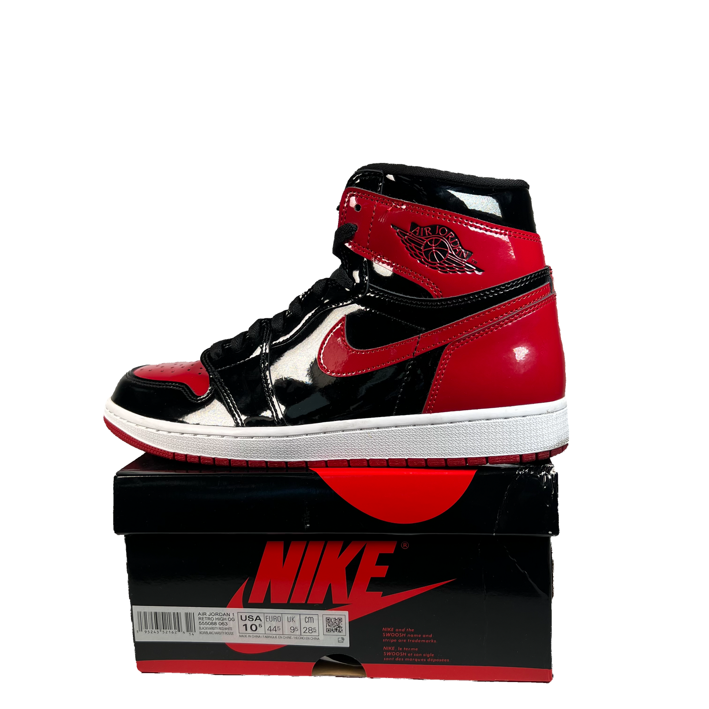 Jordan 1 Patent Bred (2021) Size 10.5 USED s21971
