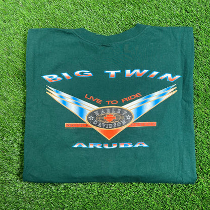 2000 Harley Davidson Big Twin Aruba Green Tee Size XXL USED v17824