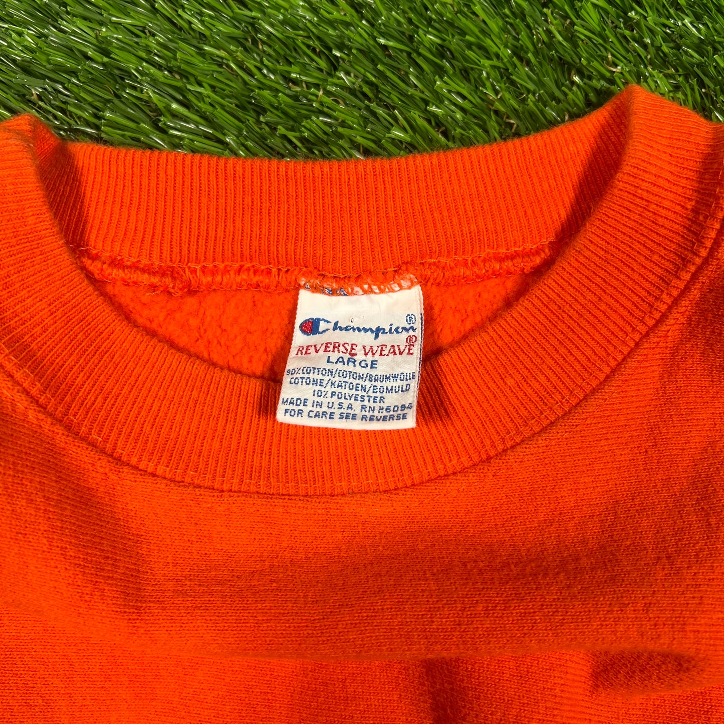1990s Champion Reverse Weave Orange Crewneck Size Large USED v17564