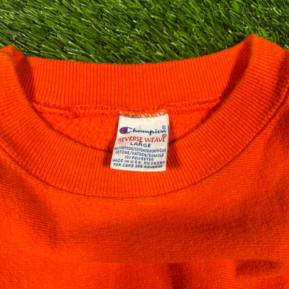 1990s Champion Reverse Weave Orange Crewneck Size Large USED v17564