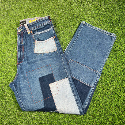 Web Unltd Patchwork Jeans Size 34x34 USED x14841