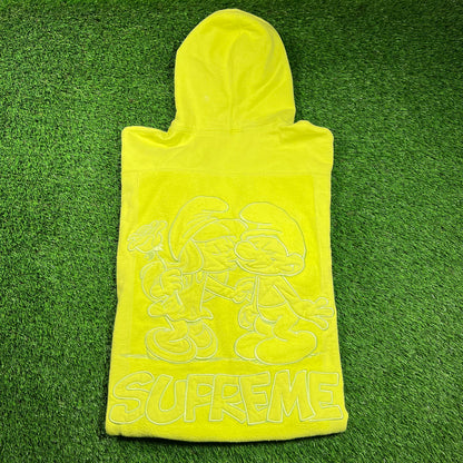 Supreme Smurfs Hooded Sweatshirt Acid Green (2020) Size Large USED x16515