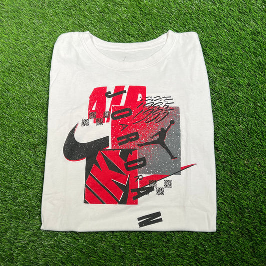 Nike Air Jordan Spray Paint Logo White Tee Size Kids XL USED v17738