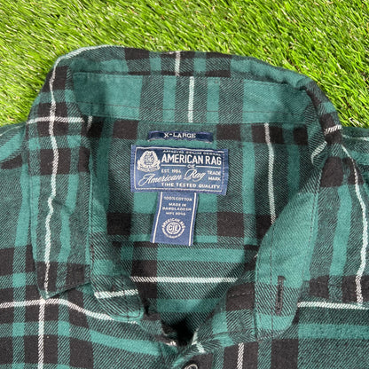 American Rag Green Flannel Button Up Shirt Size XL USED v17404