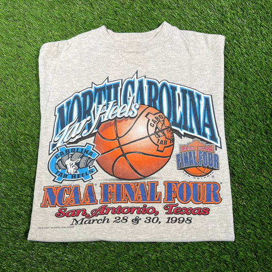 1998 NCAA Final Four Carolina Tar Heels Grey Tee Size Medium USED v17412