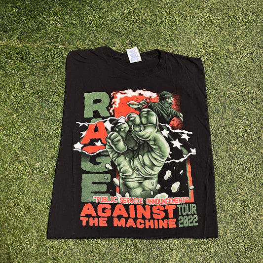 2022 Rage Against the Machine Public Service Announcement Black Tee Size XL USED v15912
