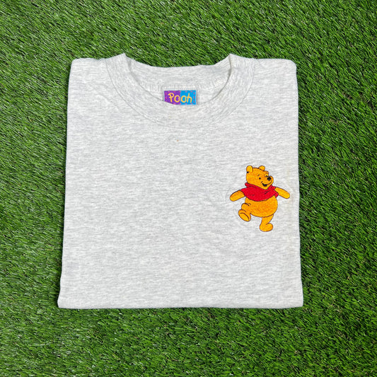 1990s Winnie The Pooh Stitched Grey Tee Size Medium USED v16582