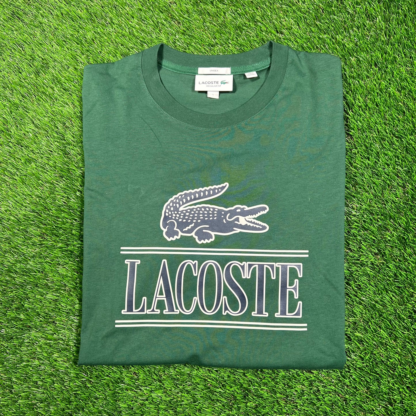 Lacoste Alligator Logo Green Tee Size Large USED v18769