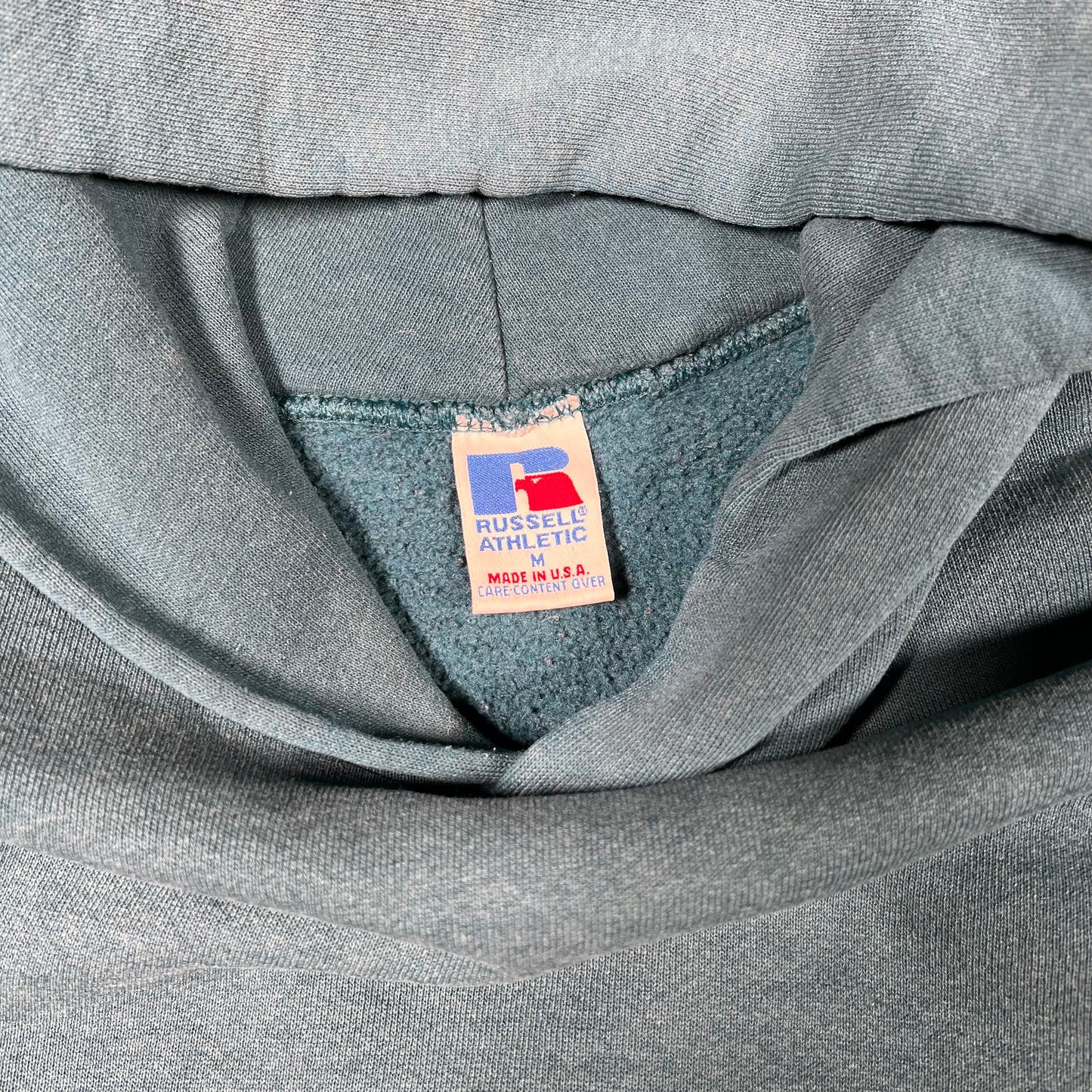 1990s Russell Atheltic Teal Blue Hoodie Size Medium USED v17877