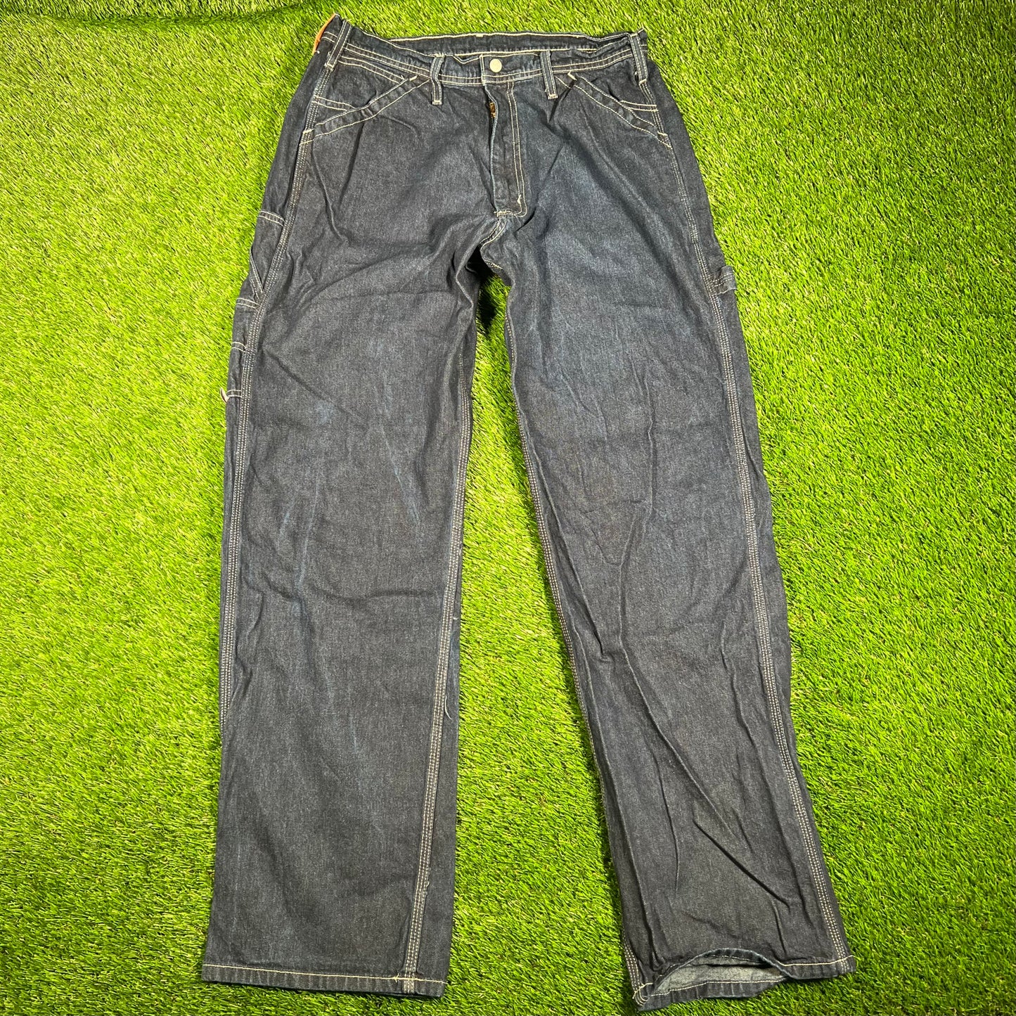1990s Ralph Lauren Polo Jeans Dark Denim Workwear Pants Size 31x34 USED v17935