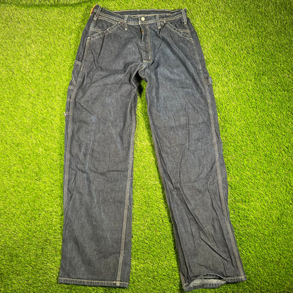 1990s Ralph Lauren Polo Jeans Dark Denim Workwear Pants Size 31x34 USED v17935