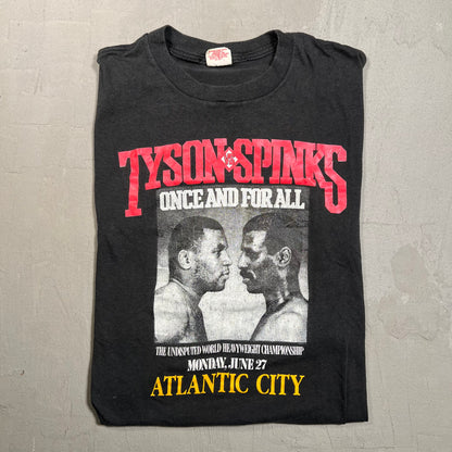 1988 Tyson vs. Spinks Black Tee Size Large USED v19460