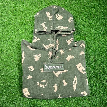 Supreme Olive Russian Camo Box Logo Hoodie (2021) Size Medium USED x16842