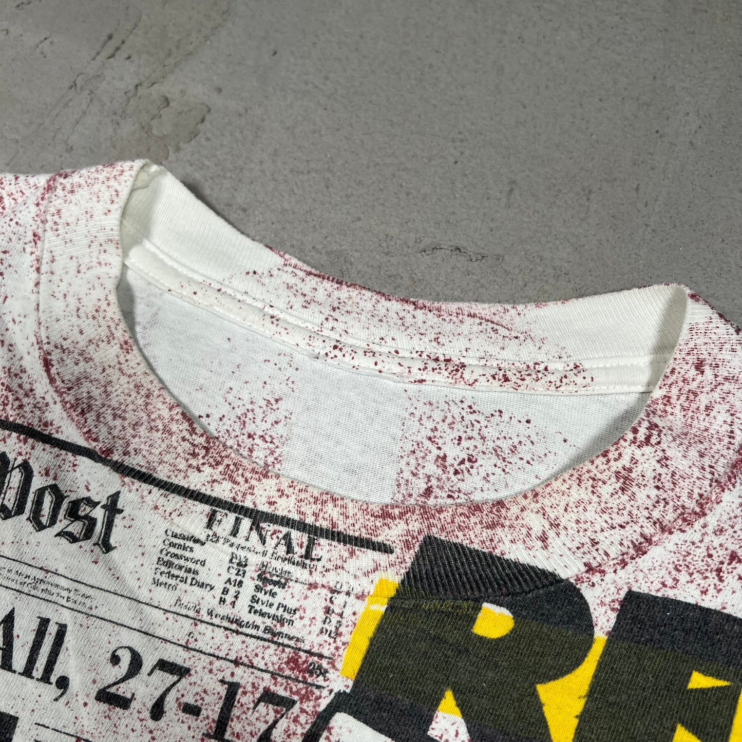 1990s Washington Redskins Newspaper AOP White Tee Size XL USED v17812