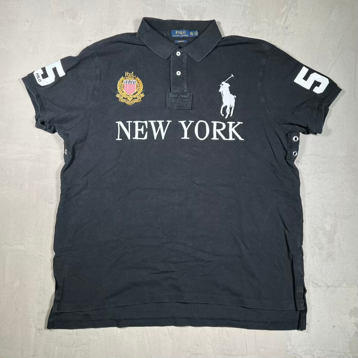 Polo Ralph Lauren New York Black Polo Size XXL USED v20065