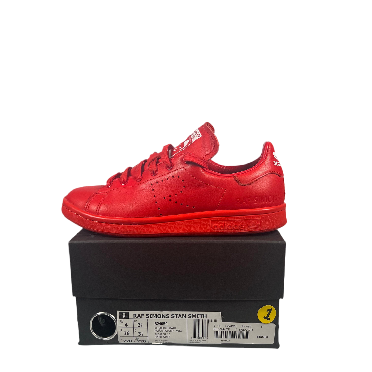 Adidas Stan Smith Raf Simons Comfort Red (2014) Size 4 USED s18474