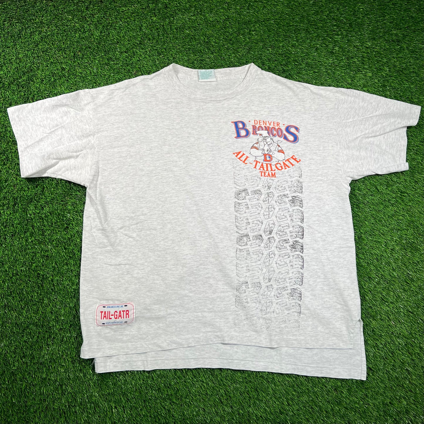 1990s Denver Broncos "Tailgate Team" Grey Tee Size XL USED v18484