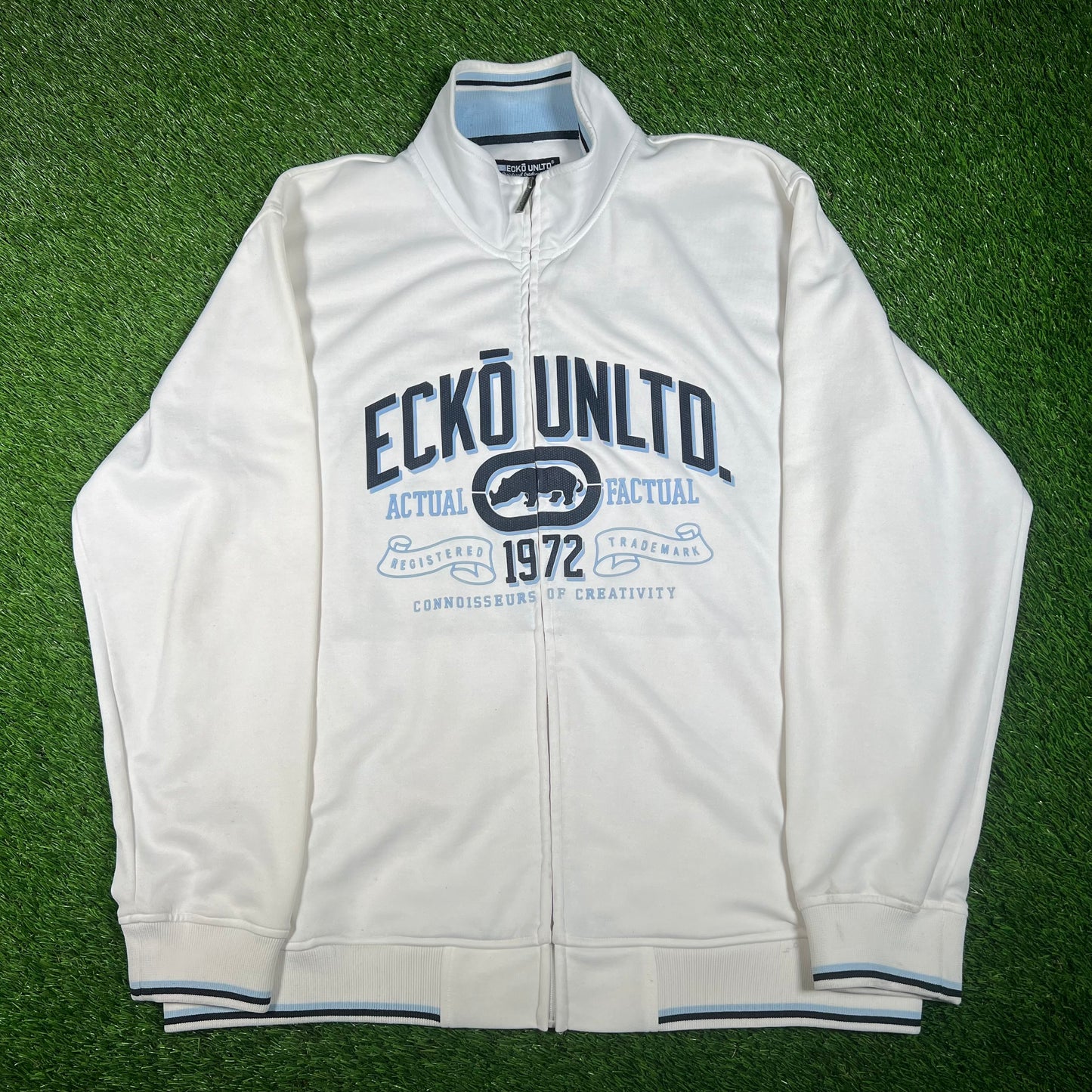 Y2K Ecko Unlimited White Full Zip Track Jacket Size XL USED v17633