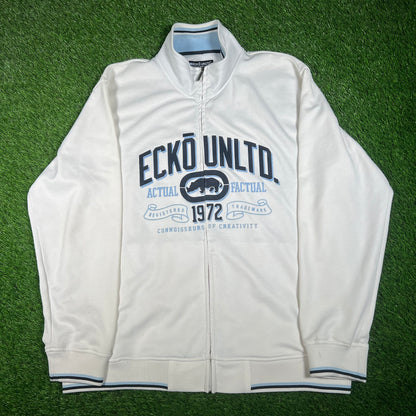 Y2K Ecko Unlimited White Full Zip Track Jacket Size XL USED v17633