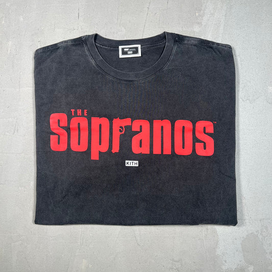 Kith Sopranos Washed Black Logo Tee Size Large USED x17178
