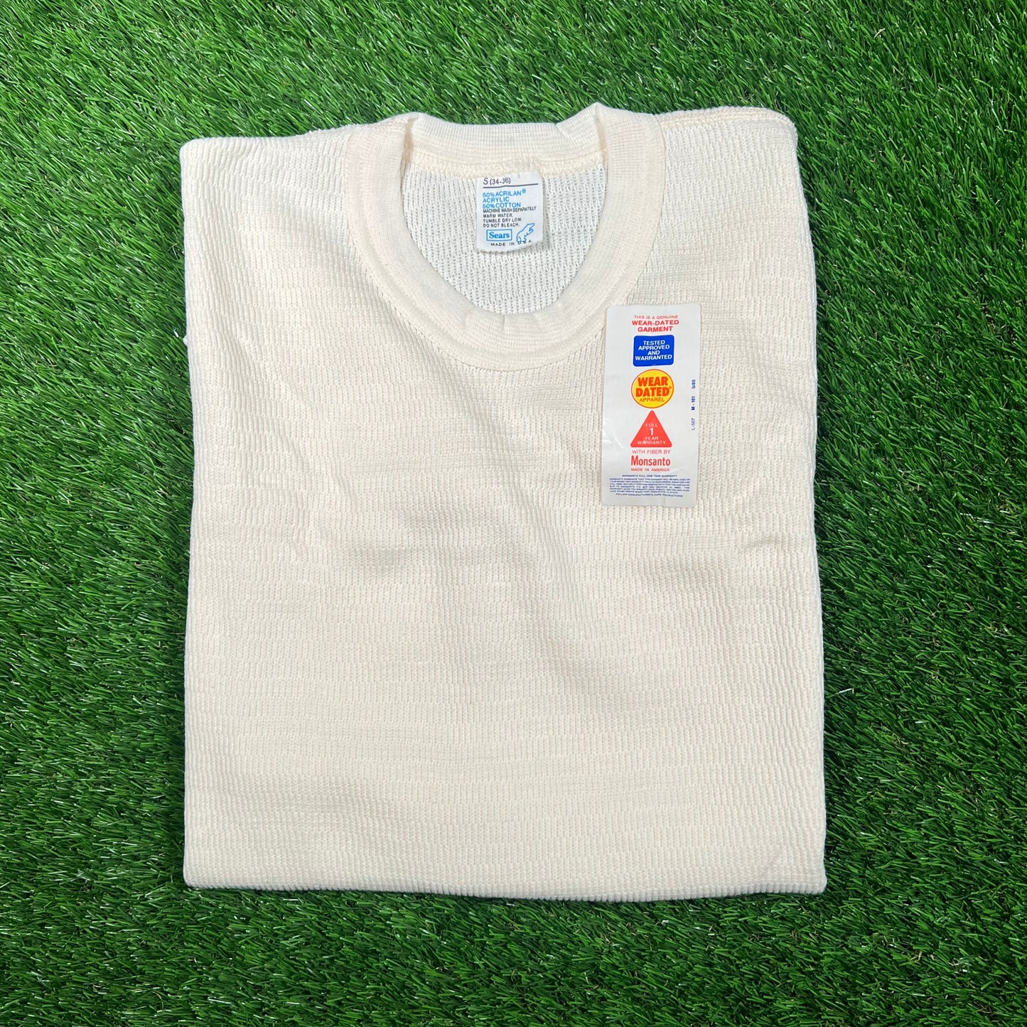 1970s Sears White Thermal Longsleeve Size Small USED v18707