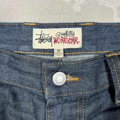 Stussy Workgear Raw Denim Shorts Size 34 USED x18397