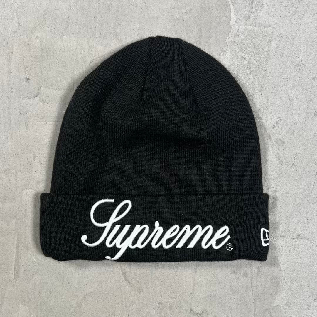 Supreme New Era Script Beanie Black (2024) USED x18714