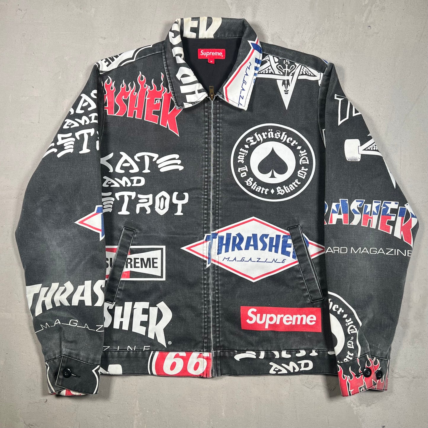Supreme Trasher Black Worker Jacket (2015) Size Medium USED x17337