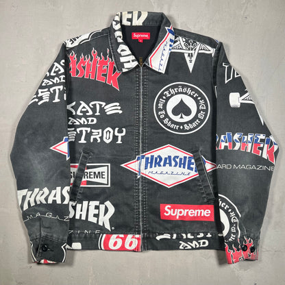 Supreme Trasher Black Worker Jacket (2015) Size Medium USED x17337