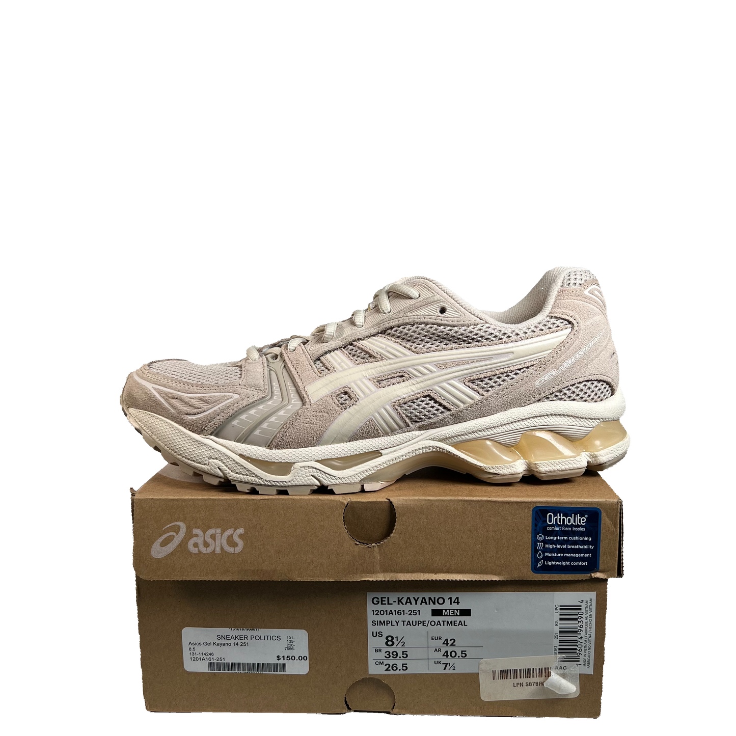 Asics Gel Kayano 14 Simply Taupe Oatmeal (2023) Size 8.5 USED s22309
