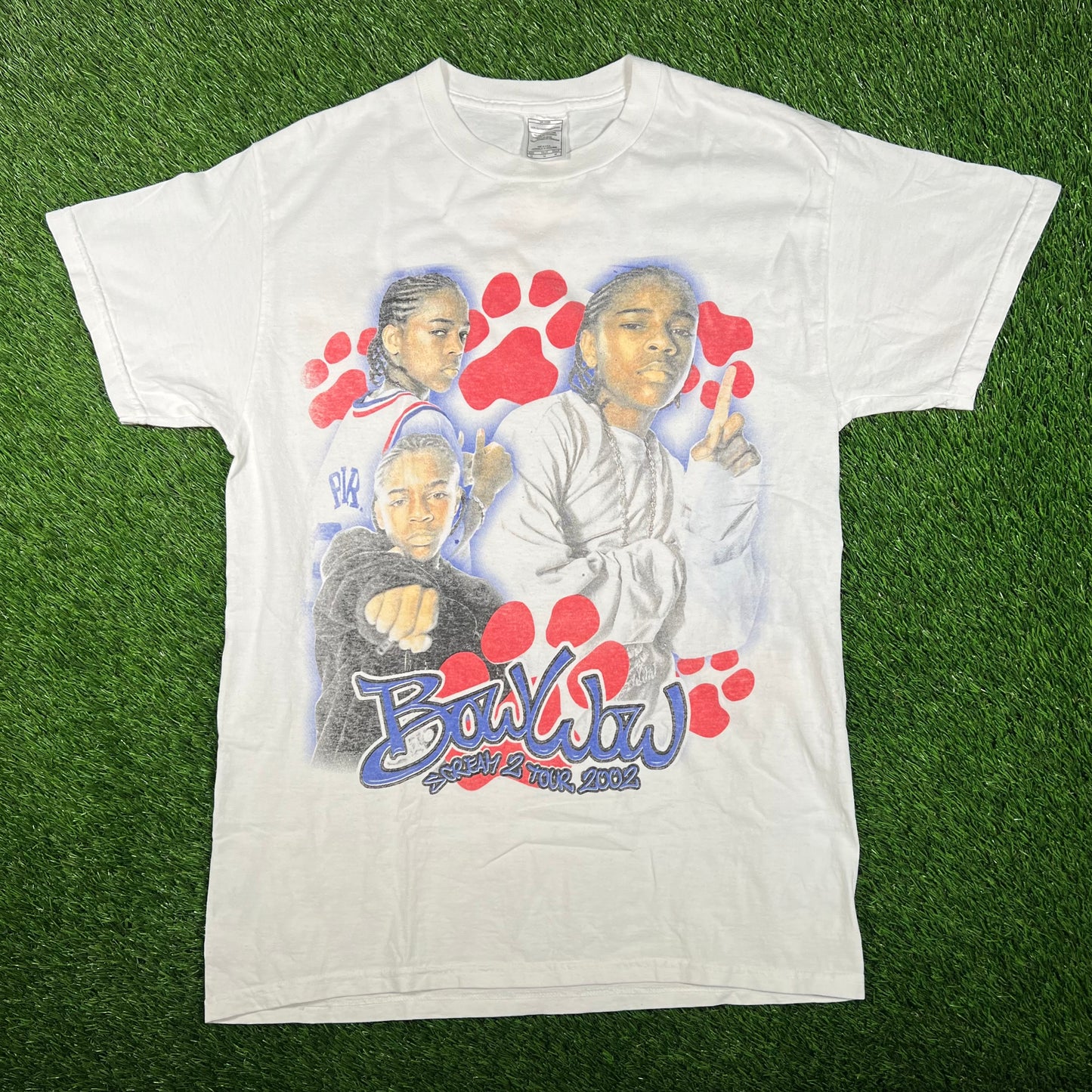 2002 Lil Bow Wow Scream 2 Tour Rap Style White Tee Size Medium USED v17939