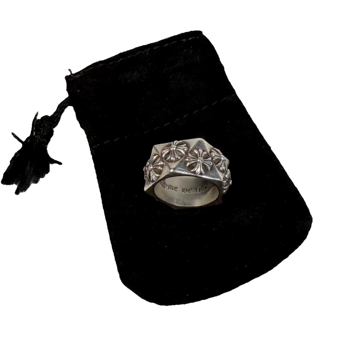 Chrome Hearts Pentagon Plus Cross Sterling Silver Ring Size 8 USED x18500