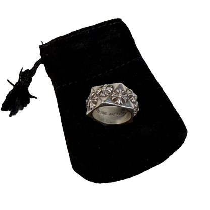 Chrome Hearts Pentagon Plus Cross Sterling Silver Ring Size 8 USED x18500