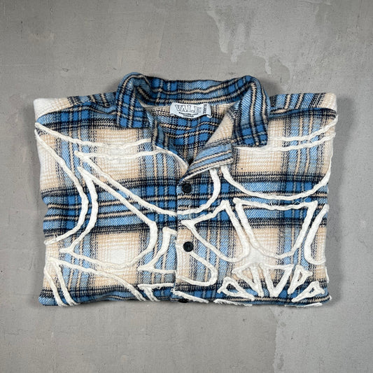 Vale Blue/White Flower Patch Button Up Flannel Size XL USED x17147