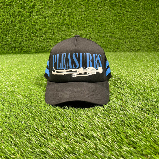 Pleasures Skeleton Black Truckert Hat Size One Size USED v17864